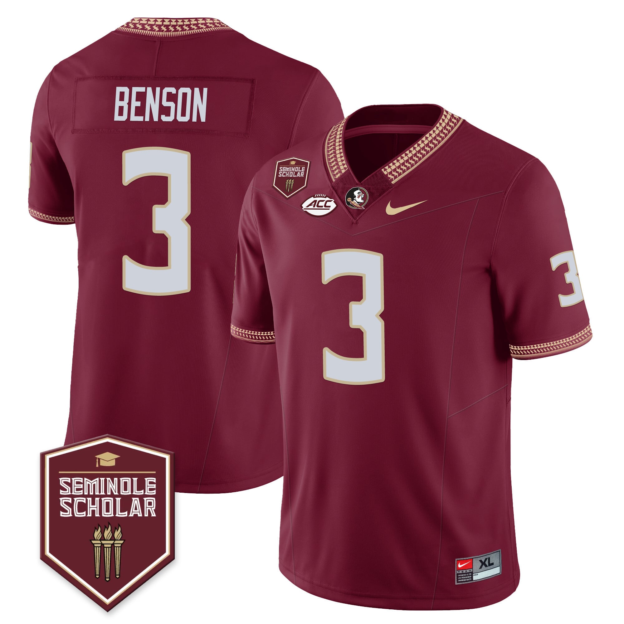Men’s Florida State Seminoles Football Vapor Jersey – All Stitched