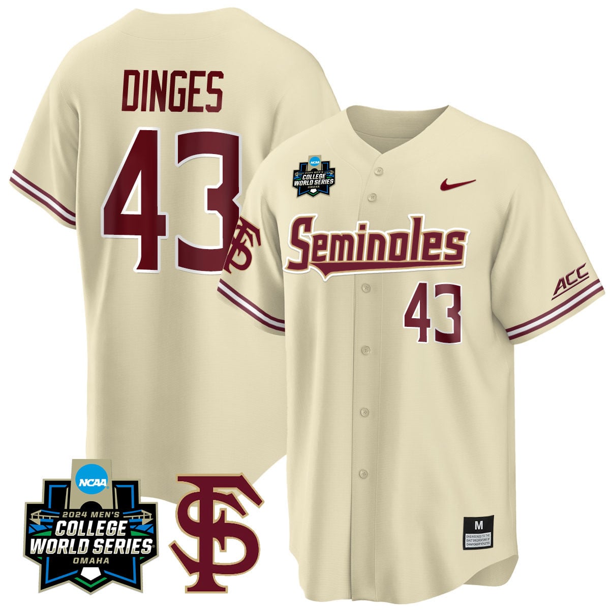 Men's Florida State Seminoles 2024 College World Series Vapor Premier Limited Jersey V1 - All Stitched
