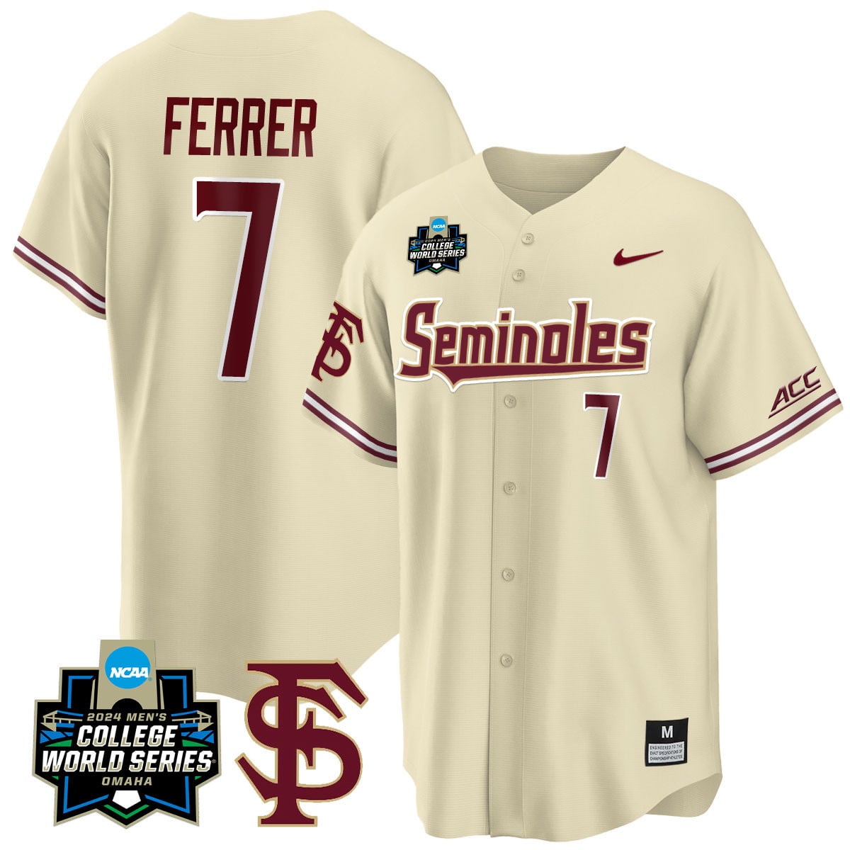 Men's Florida State Seminoles 2024 College World Series Vapor Premier Limited Jersey V1 - All Stitched