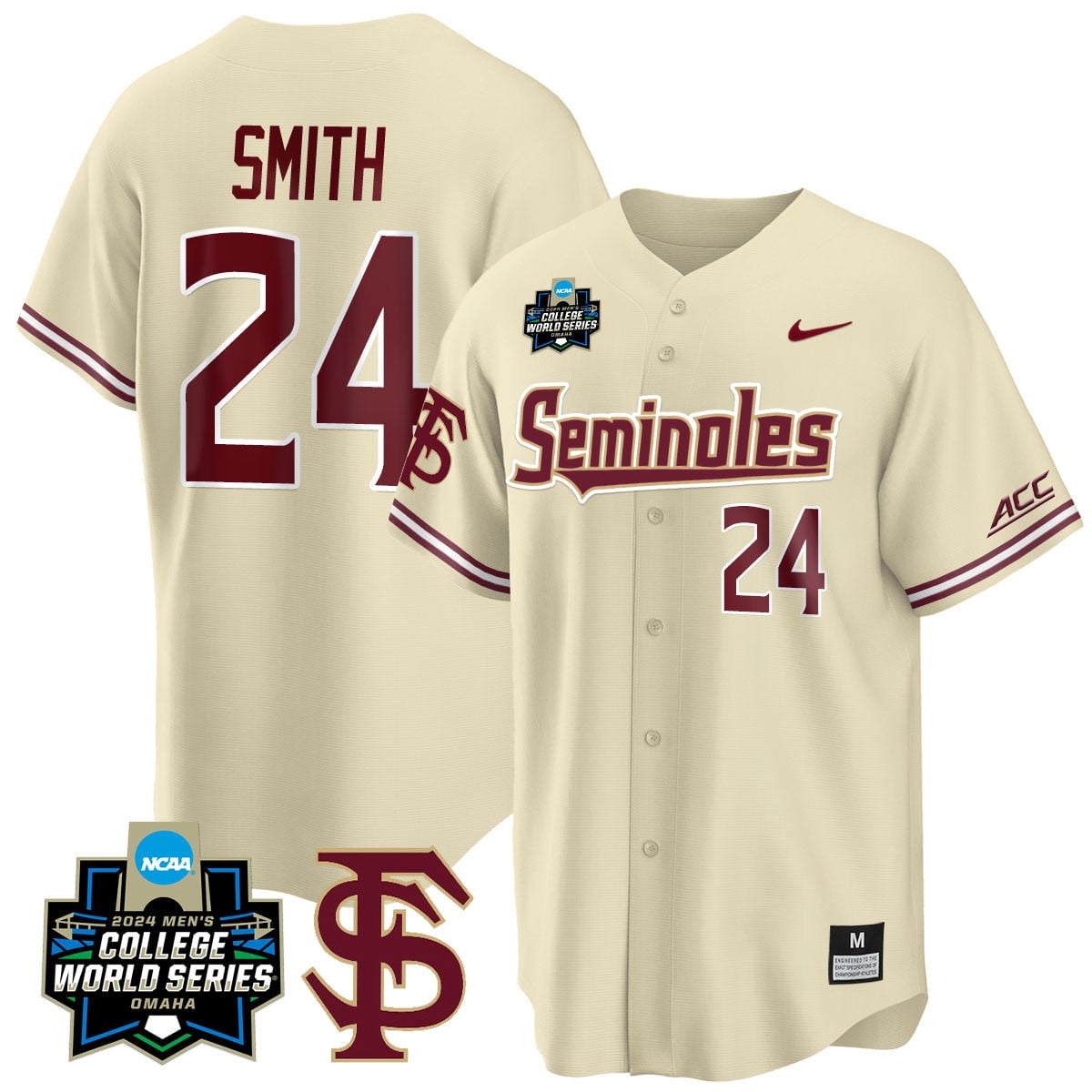 Men's Florida State Seminoles 2024 College World Series Vapor Premier Limited Jersey V1 - All Stitched