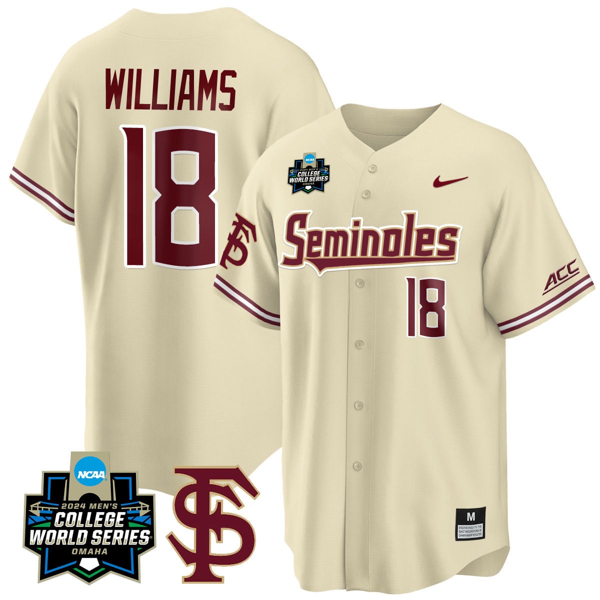 Men's Florida State Seminoles 2024 College World Series Vapor Premier Limited Jersey V1 - All Stitched
