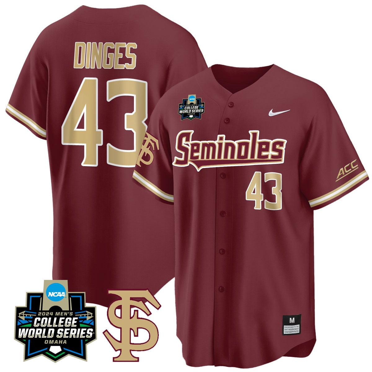 Men's Florida State Seminoles 2024 College World Series Vapor Premier Limited Jersey V1 - All Stitched