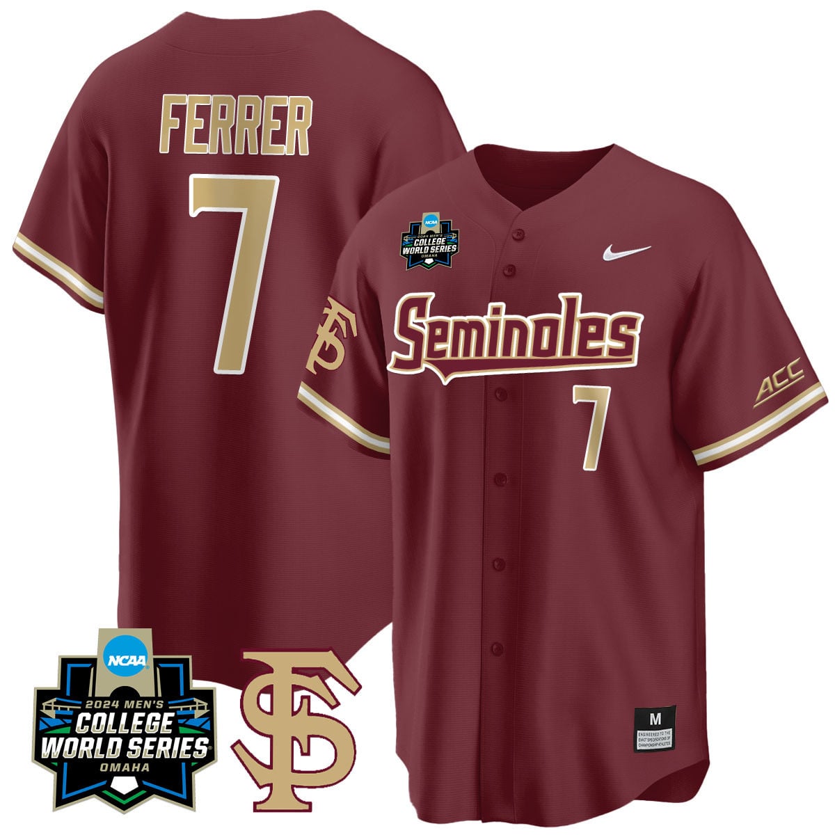 Men's Florida State Seminoles 2024 College World Series Vapor Premier Limited Jersey V1 - All Stitched