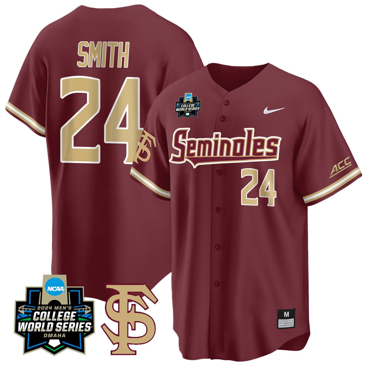 Men's Florida State Seminoles 2024 College World Series Vapor Premier Limited Jersey V1 - All Stitched