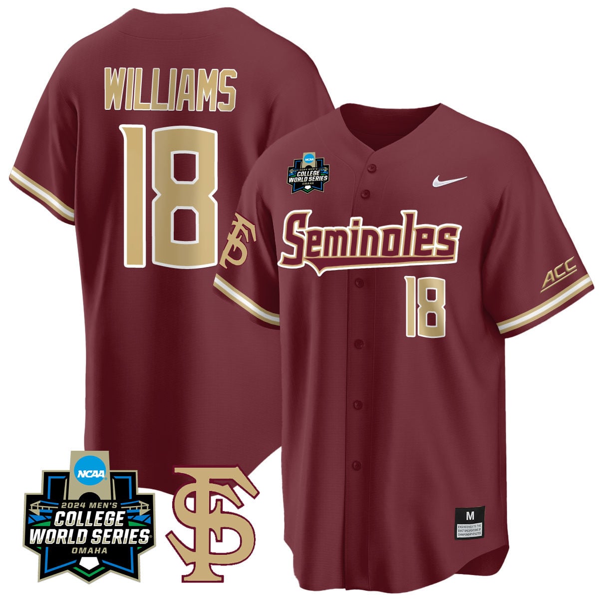 Men's Florida State Seminoles 2024 College World Series Vapor Premier Limited Jersey V1 - All Stitched