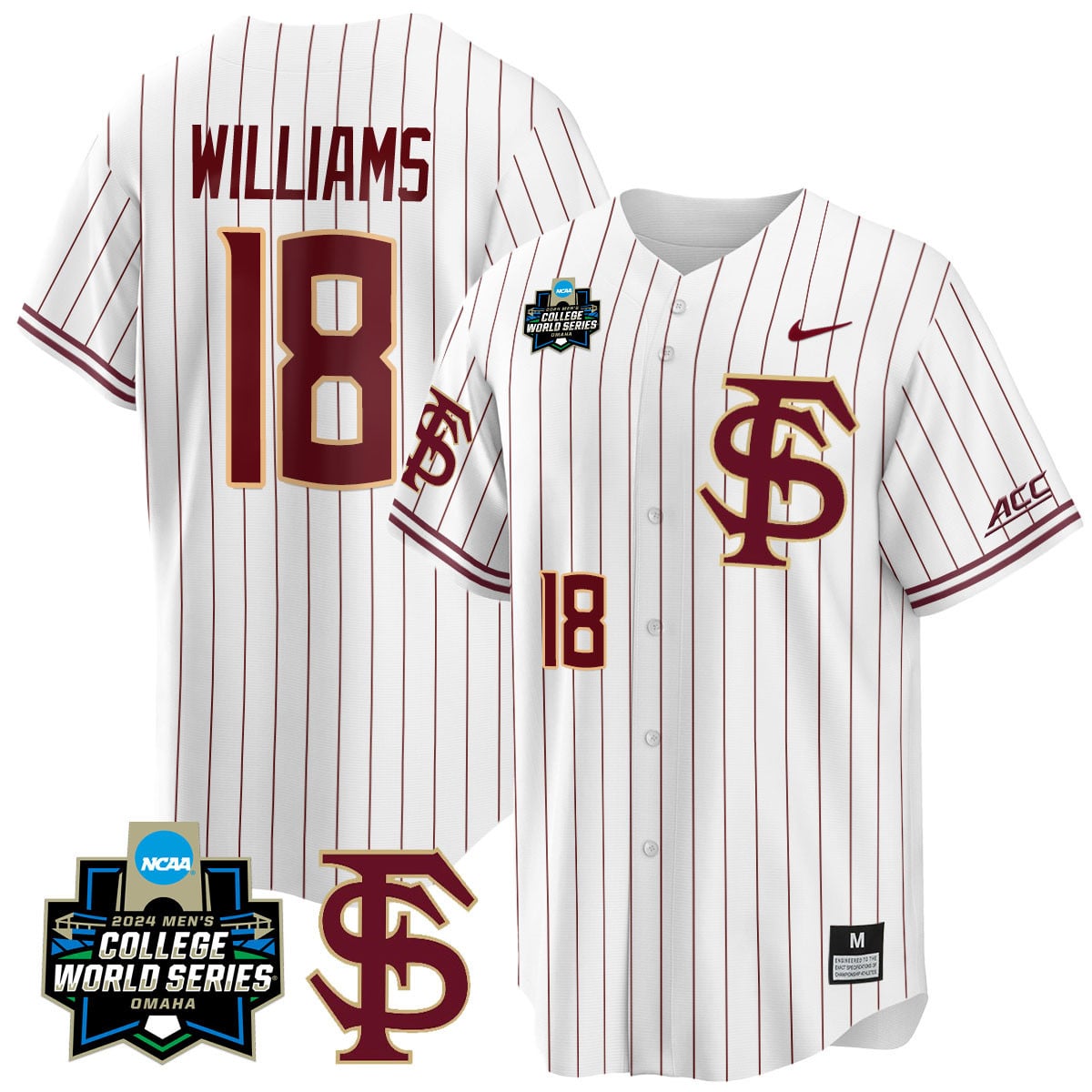 Men's Florida State Seminoles 2024 College World Series Vapor Premier Limited Jersey V1 - All Stitched