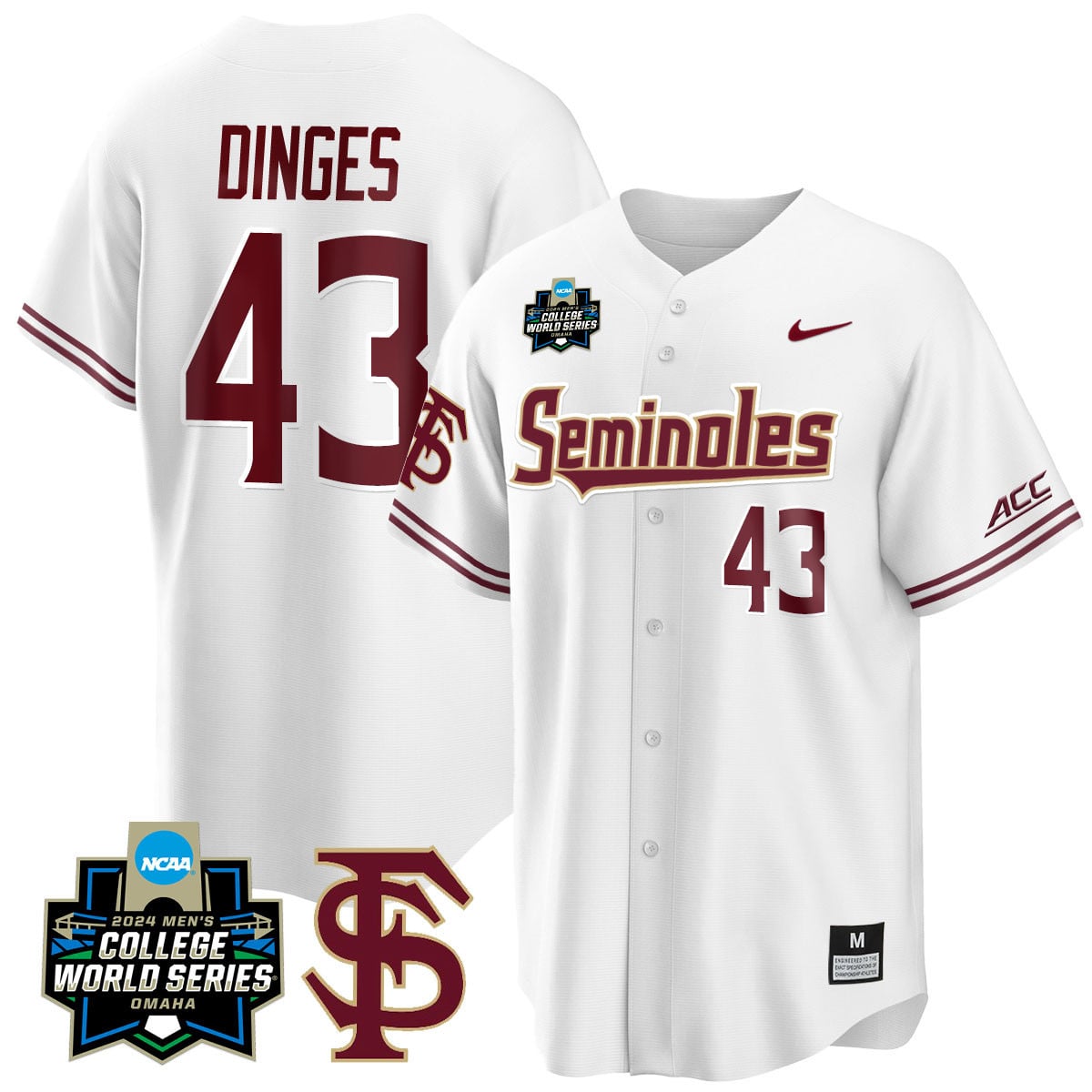 Men's Florida State Seminoles 2024 College World Series Vapor Premier Limited Jersey V1 - All Stitched