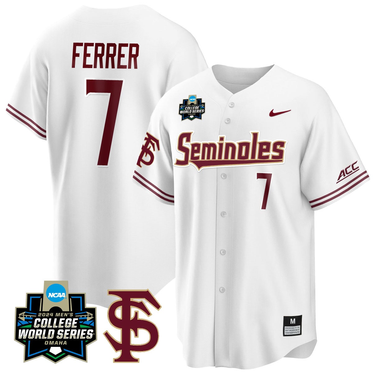 Men's Florida State Seminoles 2024 College World Series Vapor Premier Limited Jersey V1 - All Stitched