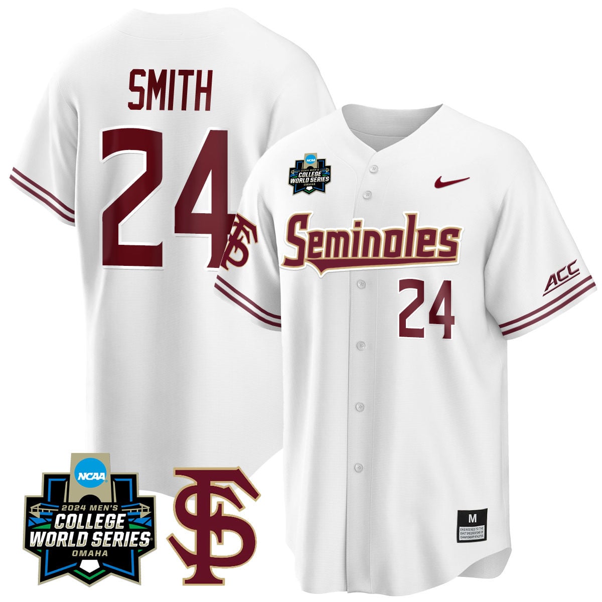 Men's Florida State Seminoles 2024 College World Series Vapor Premier Limited Jersey V1 - All Stitched