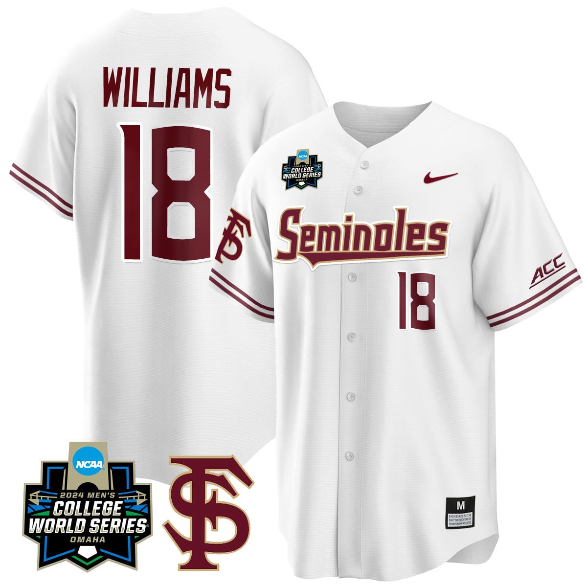 Men's Florida State Seminoles 2024 College World Series Vapor Premier Limited Jersey V1 - All Stitched