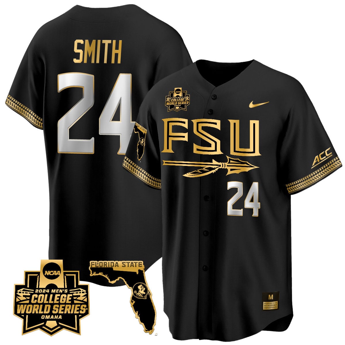 Men's Florida State Seminoles 2024 College World Series Vapor Premier Limited Jersey V2 - All Stitched