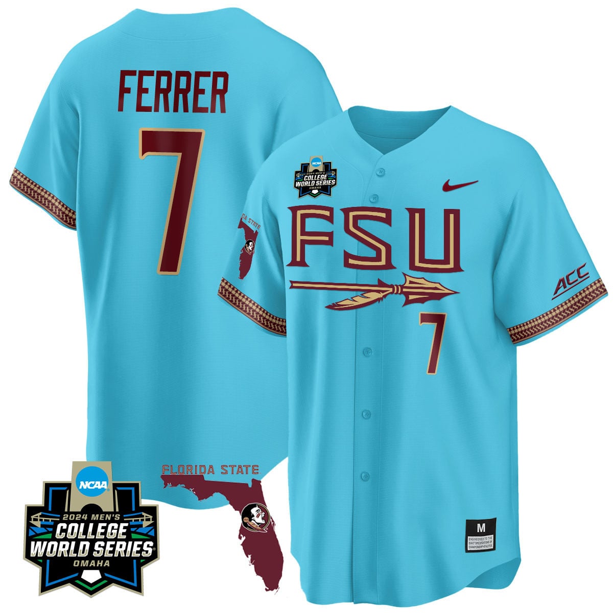 Men's Florida State Seminoles 2024 College World Series Vapor Premier Limited Jersey V2 - All Stitched