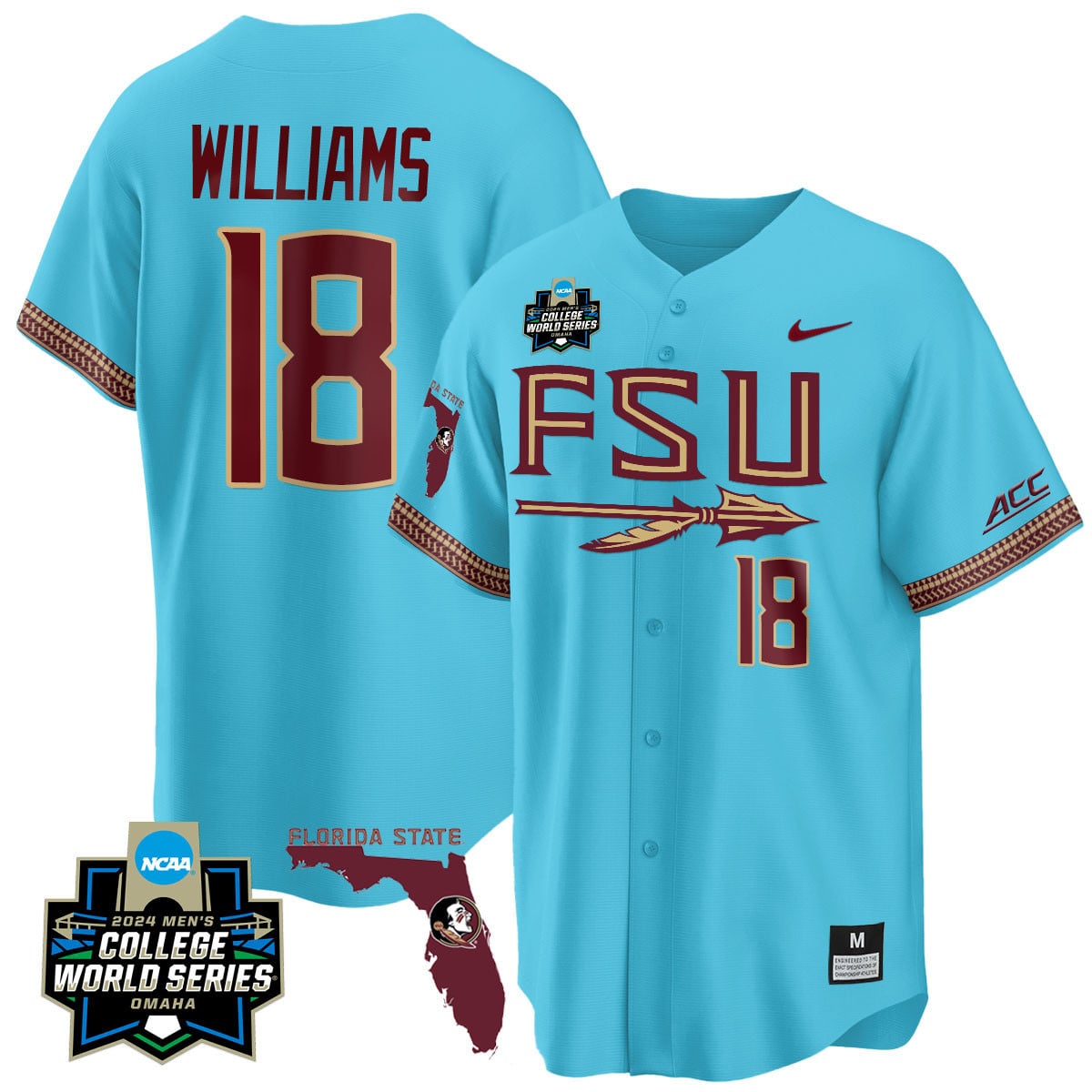 Men's Florida State Seminoles 2024 College World Series Vapor Premier Limited Jersey V2 - All Stitched