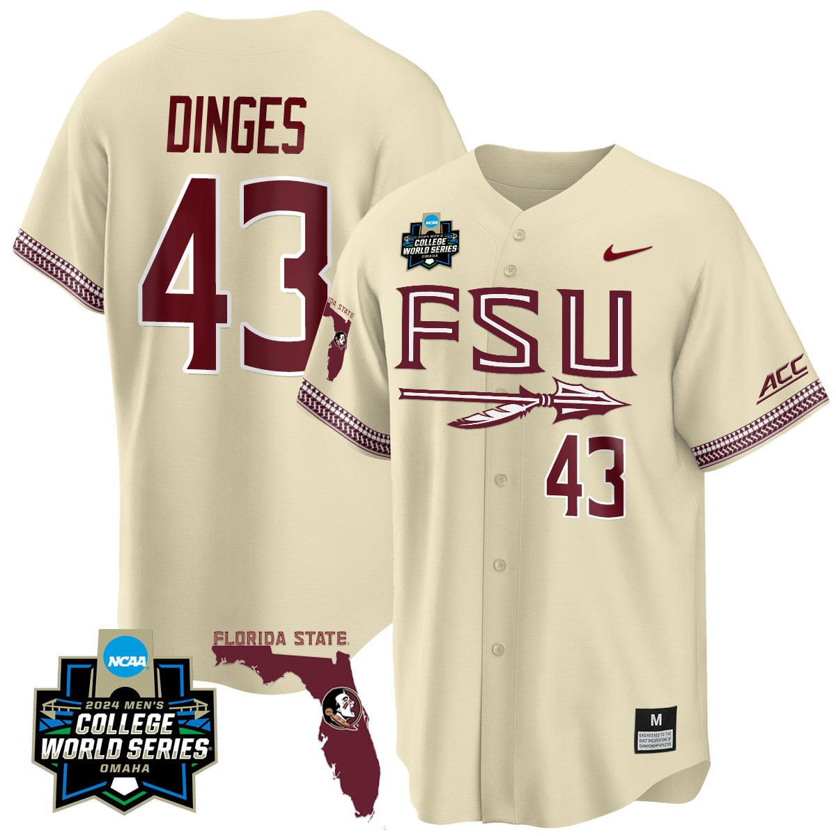 Men's Florida State Seminoles 2024 College World Series Vapor Premier Limited Jersey V2 - All Stitched