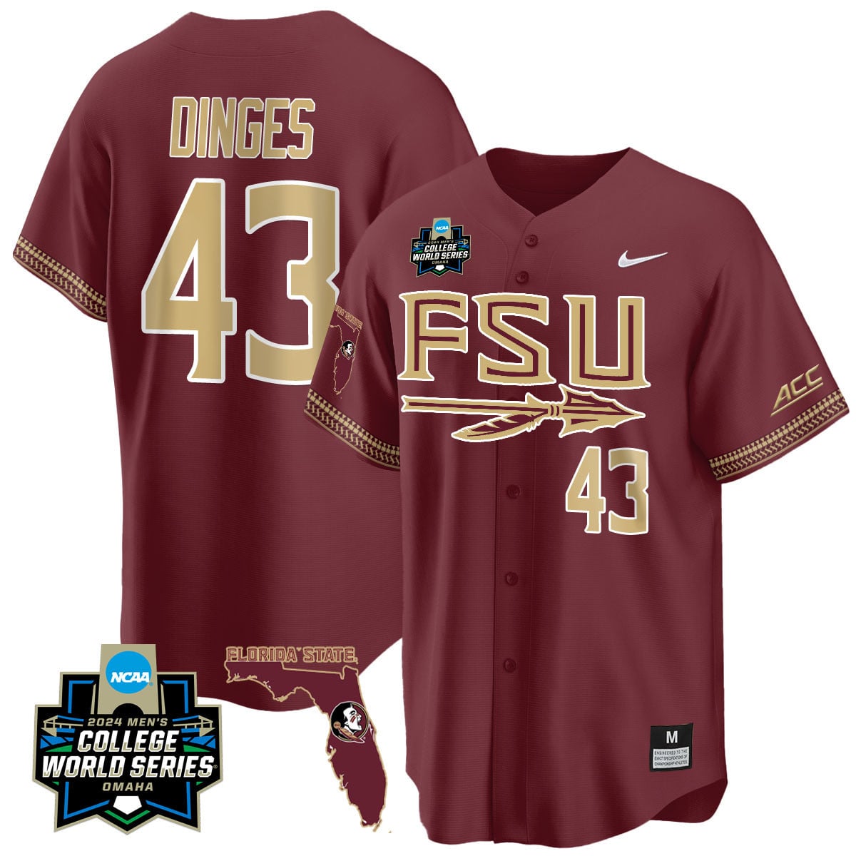 Men's Florida State Seminoles 2024 College World Series Vapor Premier Limited Jersey V2 - All Stitched