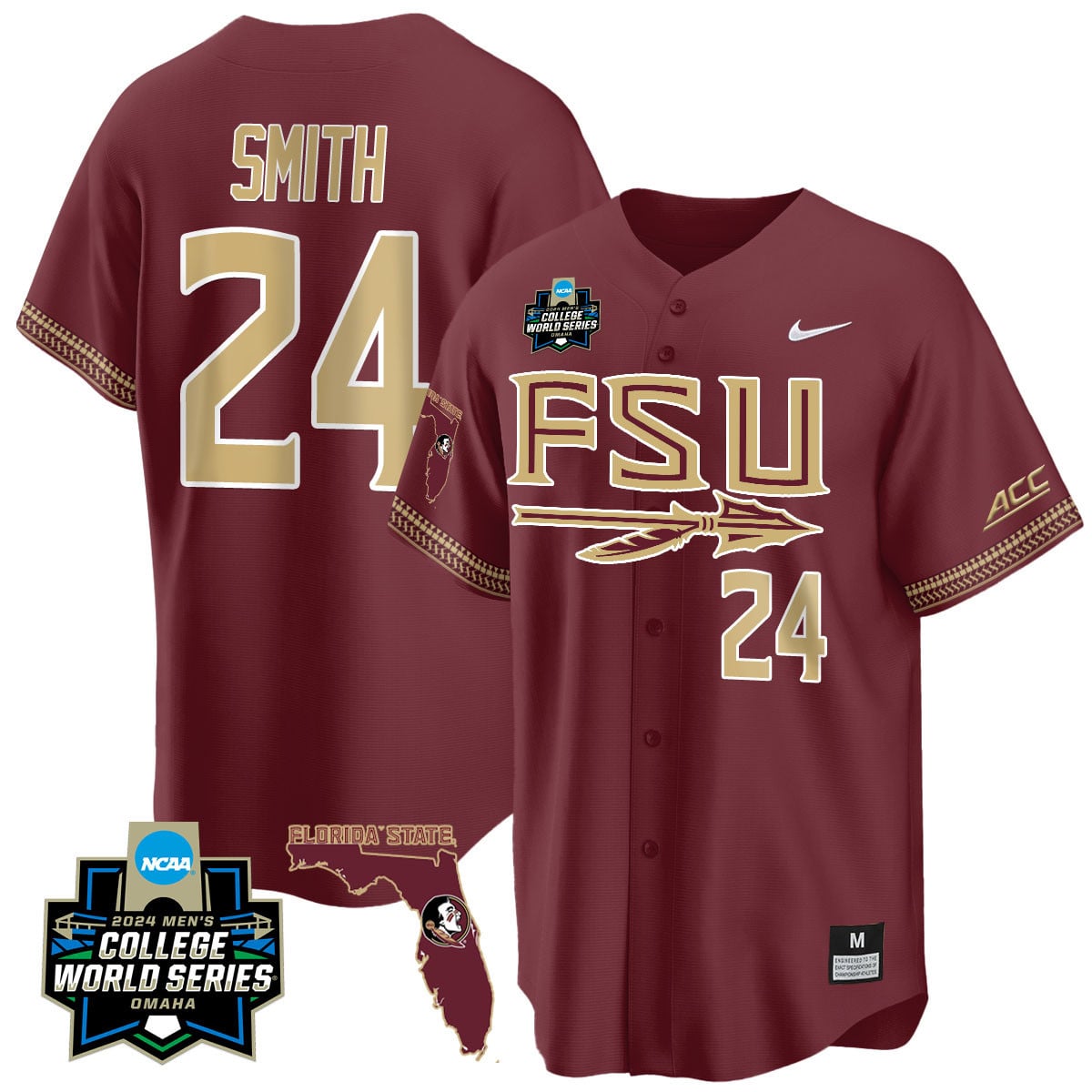 Men's Florida State Seminoles 2024 College World Series Vapor Premier Limited Jersey V2 - All Stitched