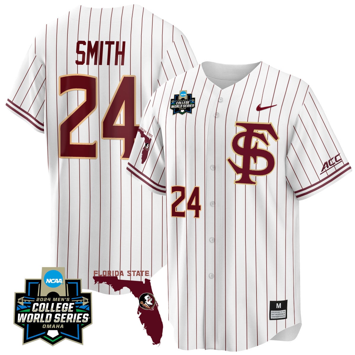 Men's Florida State Seminoles 2024 College World Series Vapor Premier Limited Jersey V2 - All Stitched