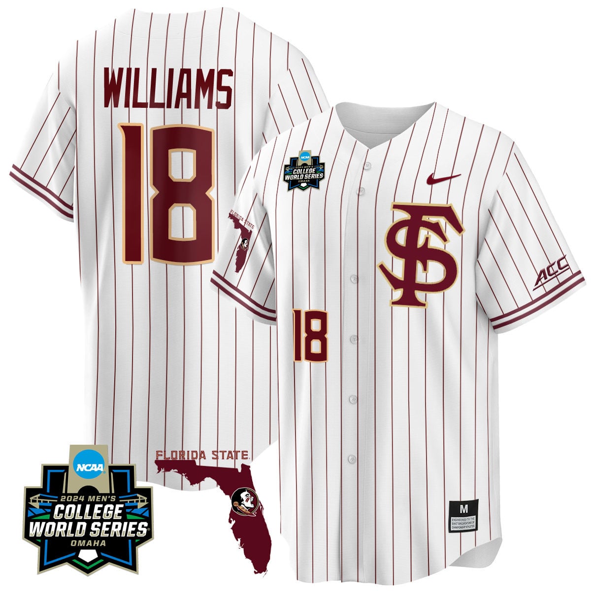 Men's Florida State Seminoles 2024 College World Series Vapor Premier Limited Jersey V2 - All Stitched