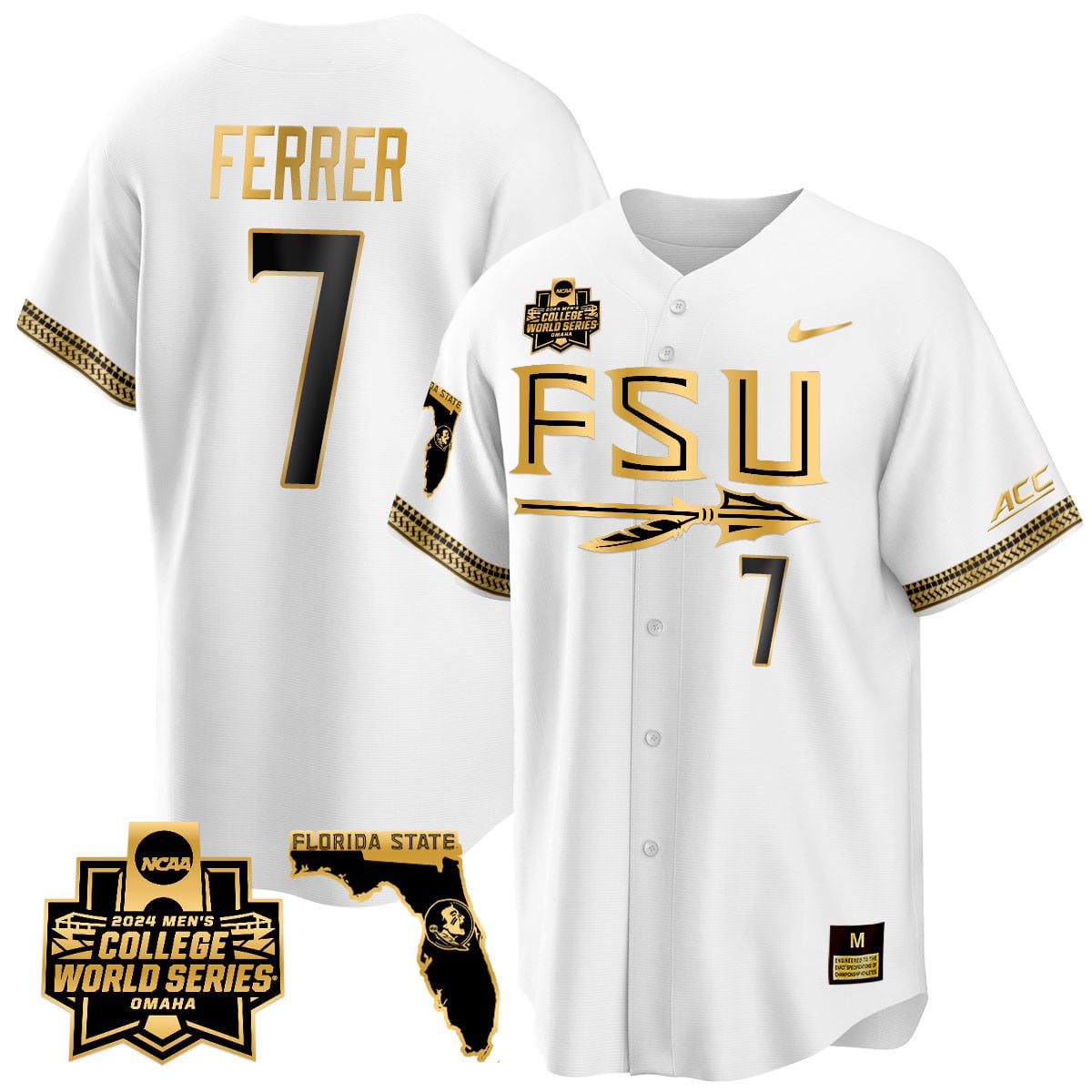 Men's Florida State Seminoles 2024 College World Series Vapor Premier Limited Jersey V2 - All Stitched