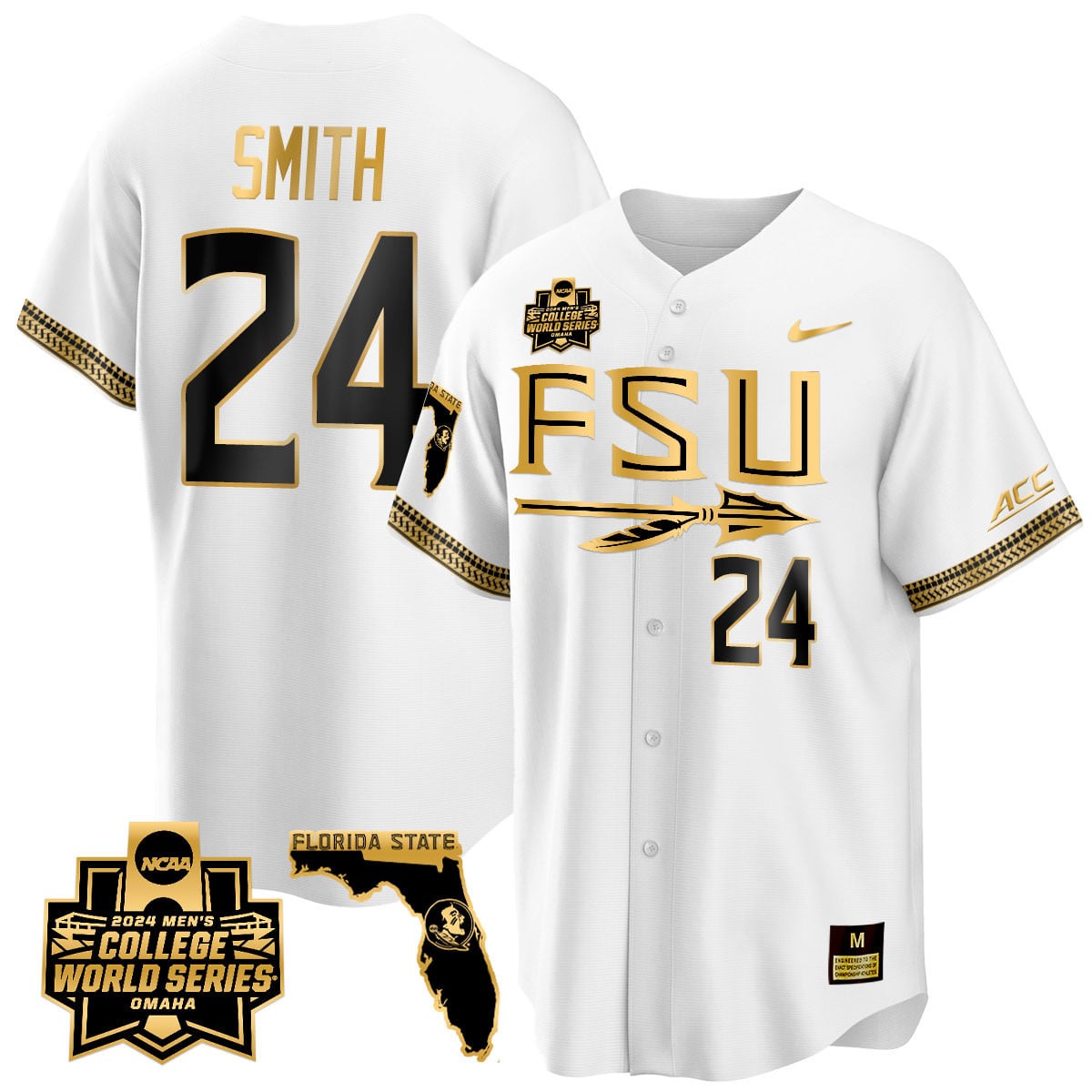 Men's Florida State Seminoles 2024 College World Series Vapor Premier Limited Jersey V2 - All Stitched