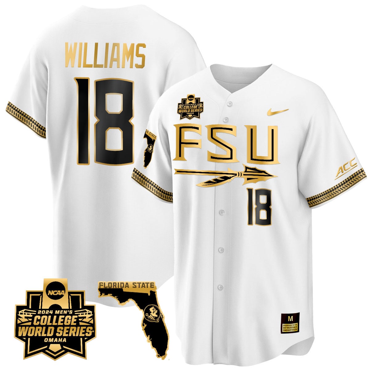 Men's Florida State Seminoles 2024 College World Series Vapor Premier Limited Jersey V2 - All Stitched