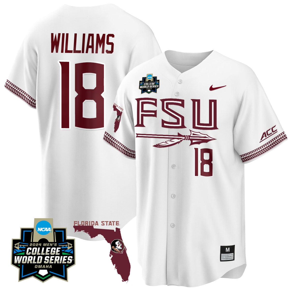 Men's Florida State Seminoles 2024 College World Series Vapor Premier Limited Jersey V2 - All Stitched