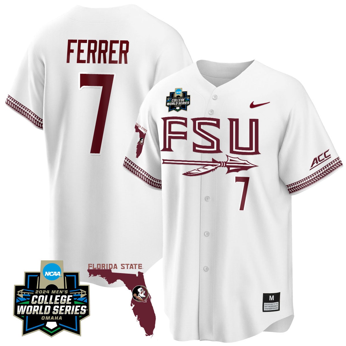 Men's Florida State Seminoles 2024 College World Series Vapor Premier Limited Jersey V2 - All Stitched