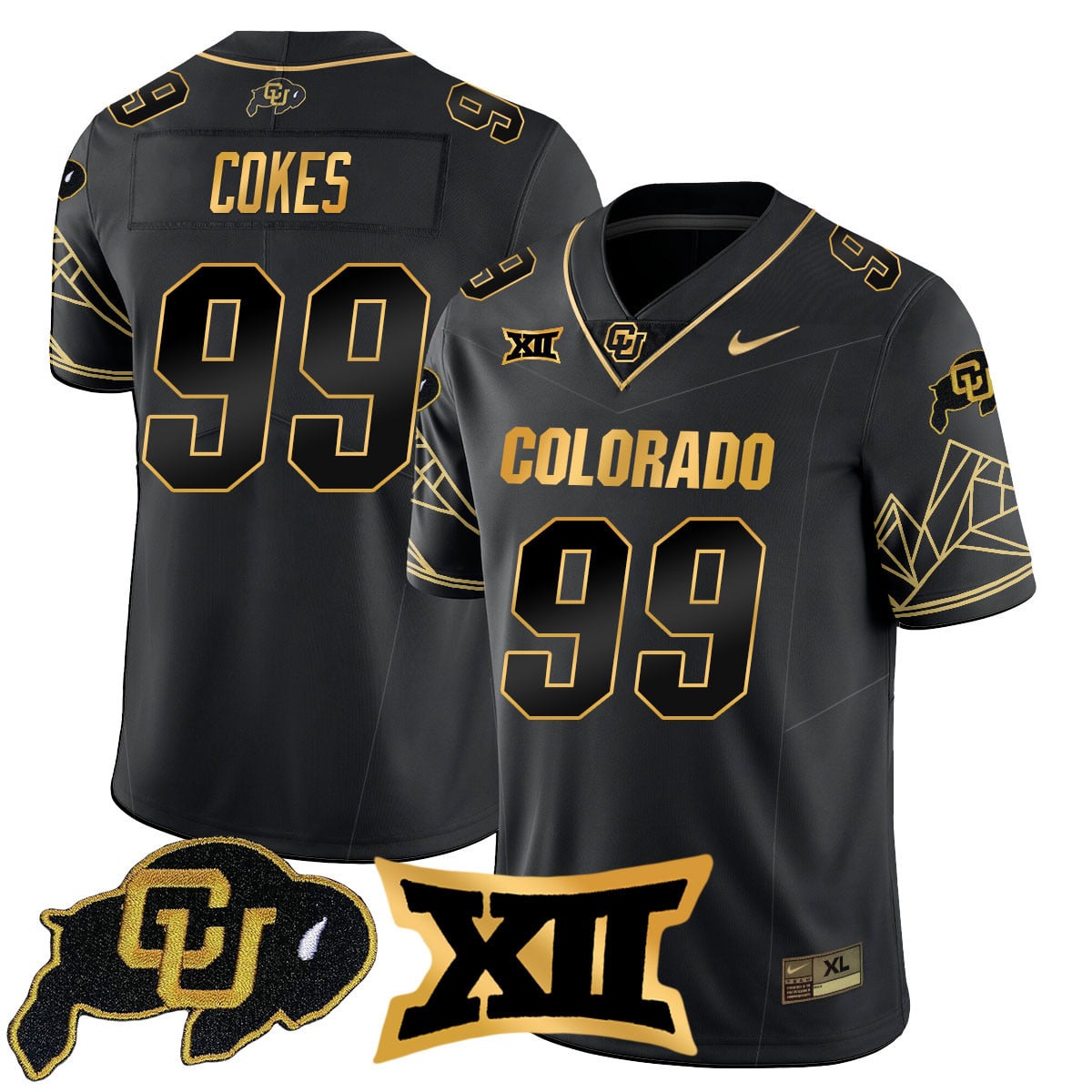 Men's Colorado Buffaloes 2024 Vapor Limited Gold Jersey N3 - All Stitched