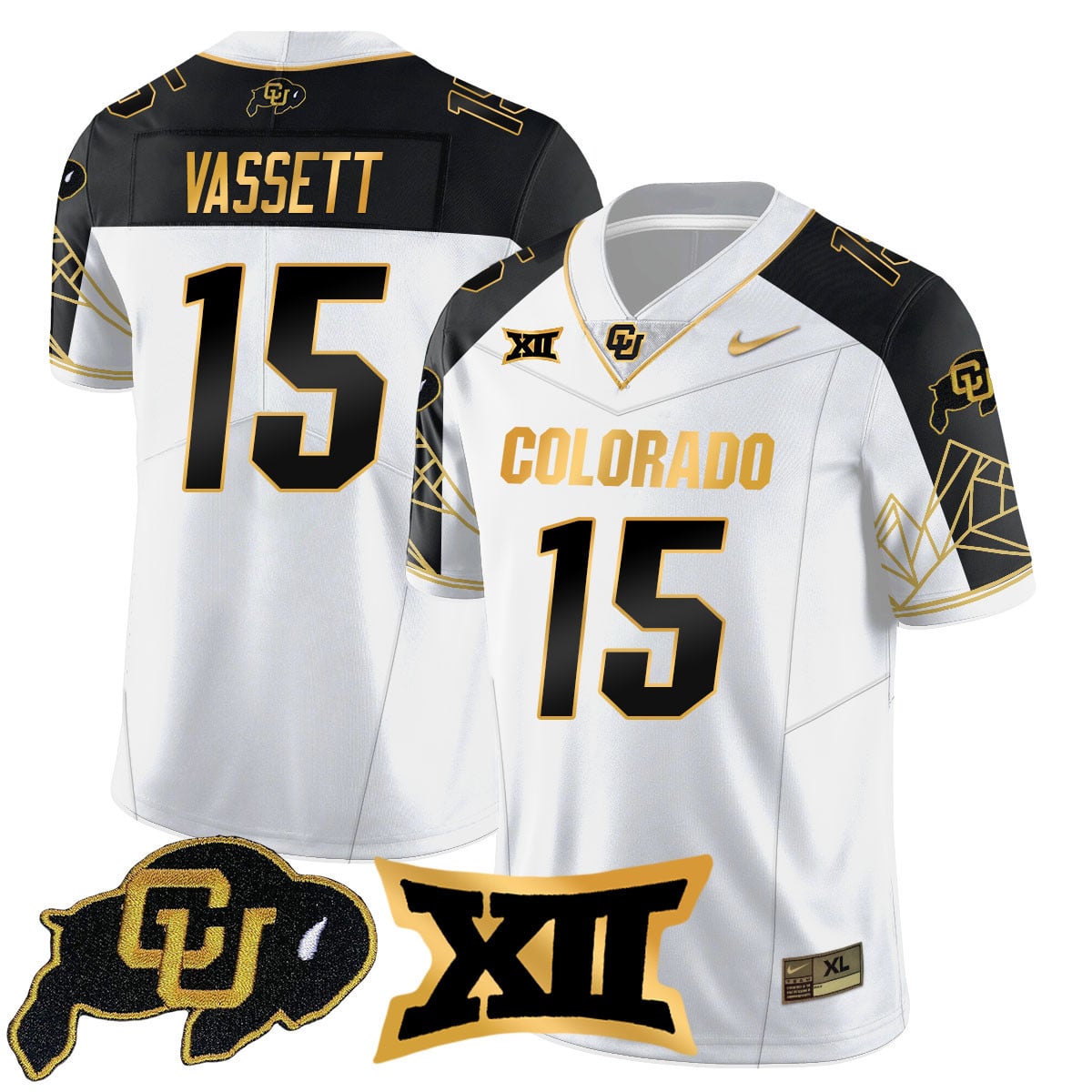Men's Colorado Buffaloes 2024 Vapor Limited Gold Jersey N3 - All Stitched