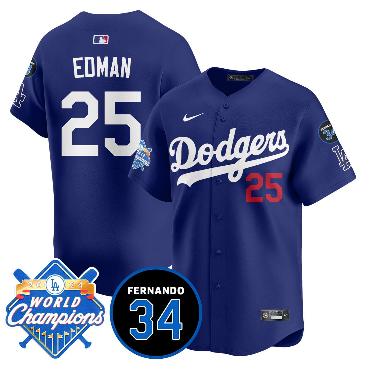 Men's LA Dodgers - World Series Champions 2024/Fernando Valenzuela Memorial Jersey - All Stitched