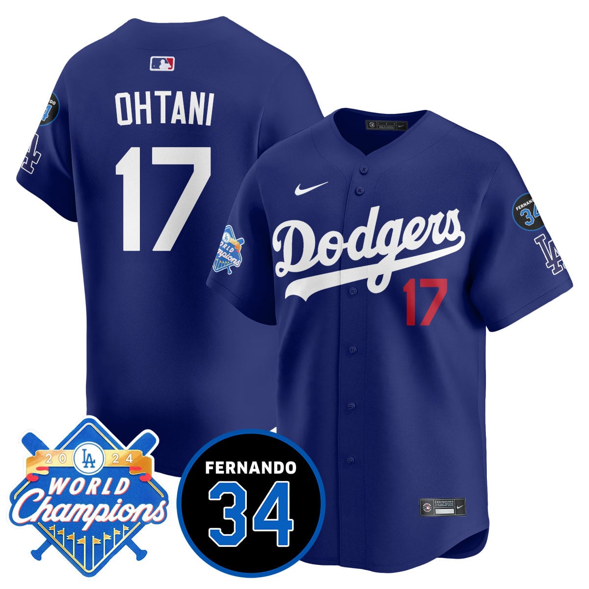 Men's LA Dodgers - World Series Champions 2024/Fernando Valenzuela Memorial Jersey - All Stitched