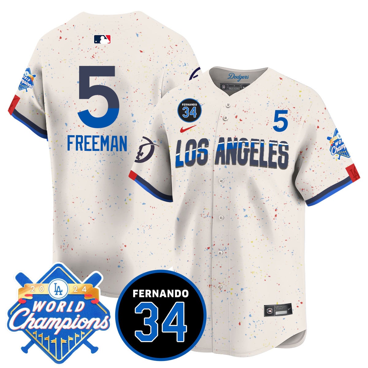 Men's LA Dodgers - World Series Champions 2024/Fernando Valenzuela Memorial Jersey - All Stitched