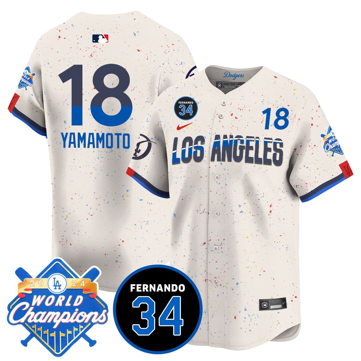 Men's LA Dodgers - World Series Champions 2024/Fernando Valenzuela Memorial Jersey - All Stitched
