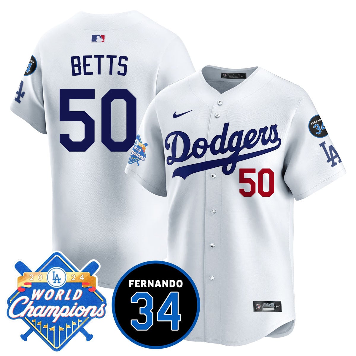 Men's LA Dodgers - World Series Champions 2024/Fernando Valenzuela Memorial Jersey - All Stitched