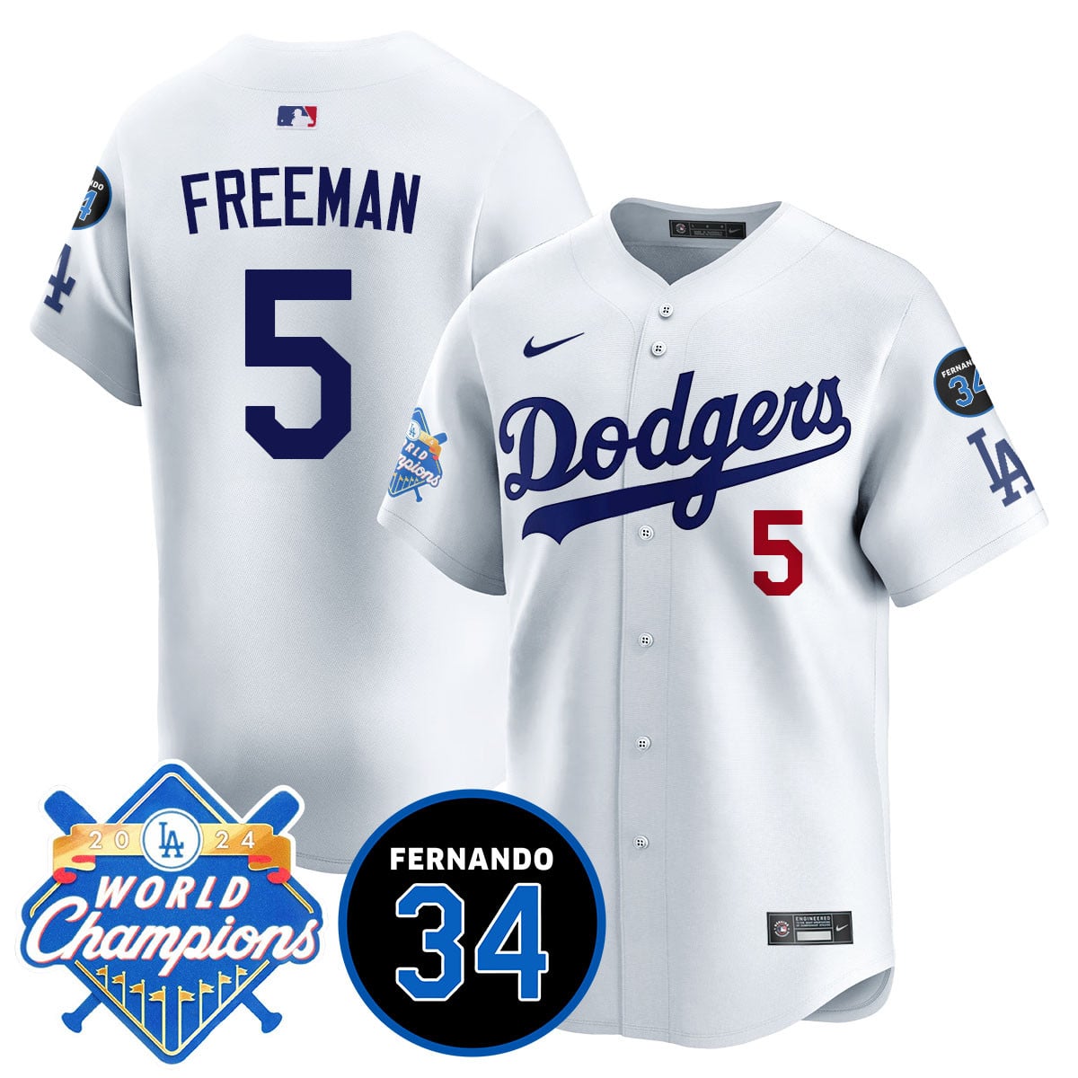 Men's LA Dodgers - World Series Champions 2024/Fernando Valenzuela Memorial Jersey - All Stitched
