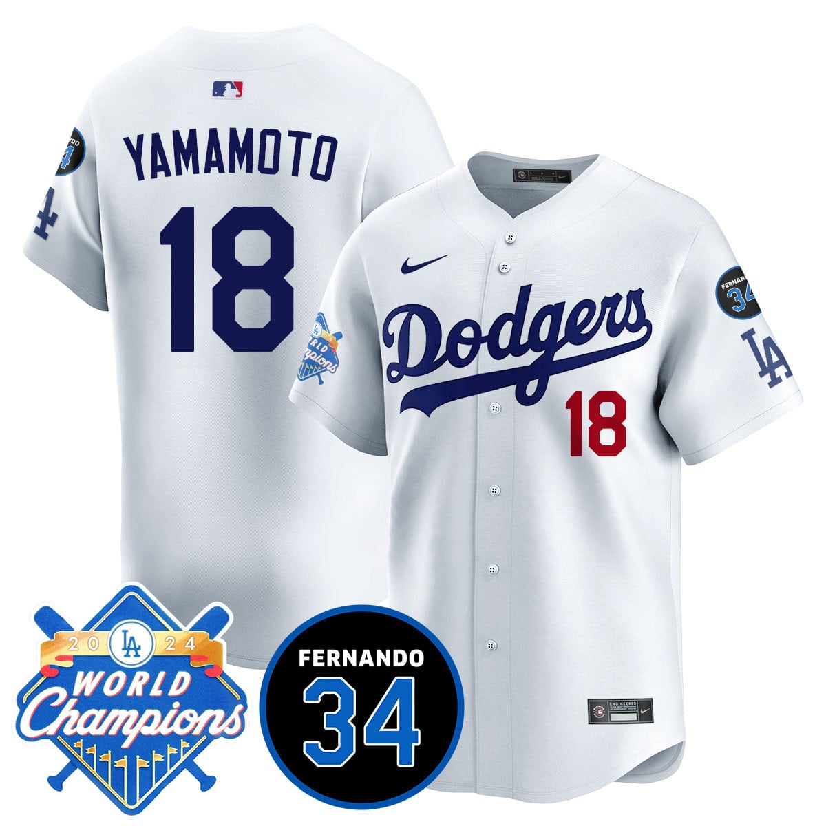 Men's LA Dodgers - World Series Champions 2024/Fernando Valenzuela Memorial Jersey - All Stitched