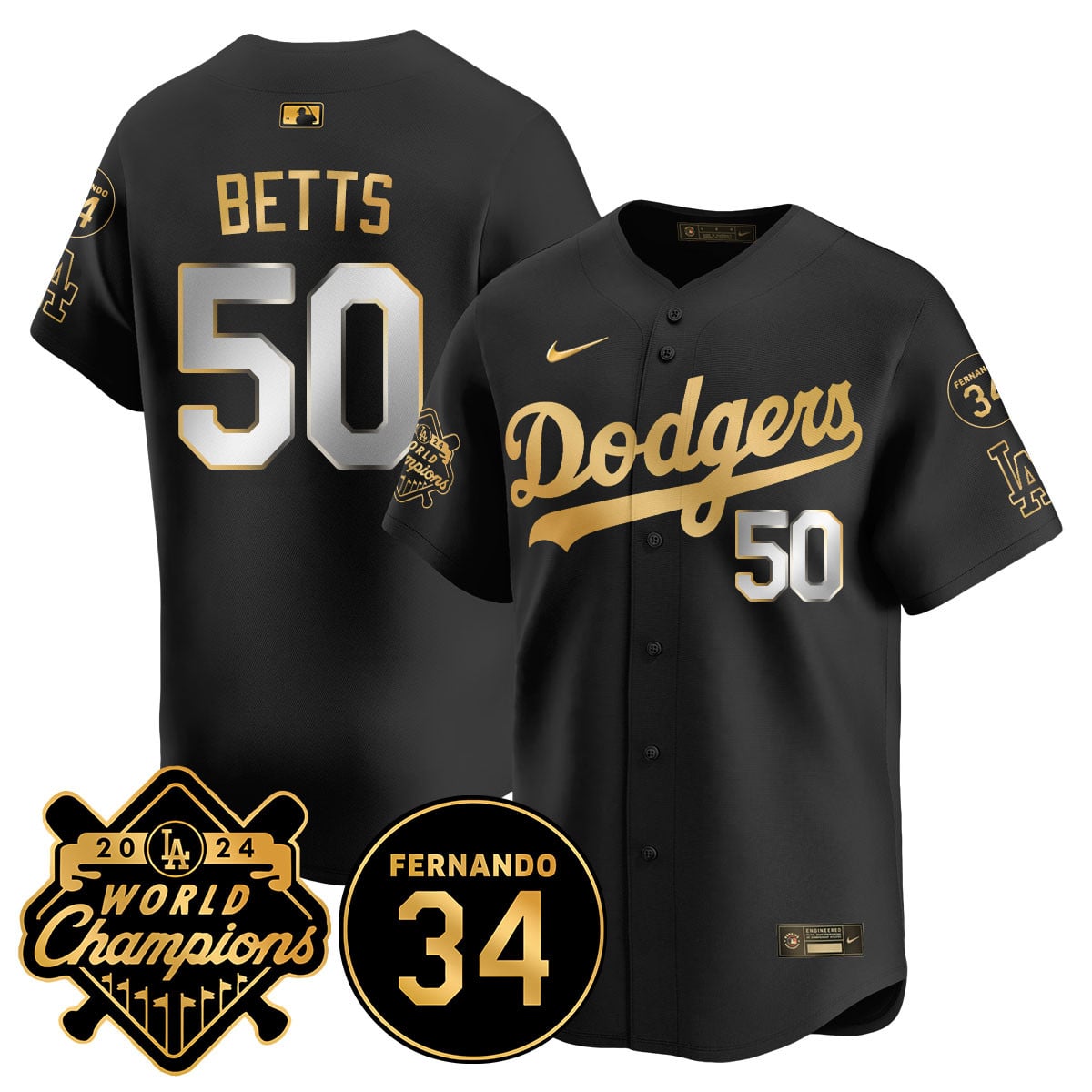 Men's LA Dodgers - World Series Champions 2024/Fernando Valenzuela Memorial Jersey - All Stitched