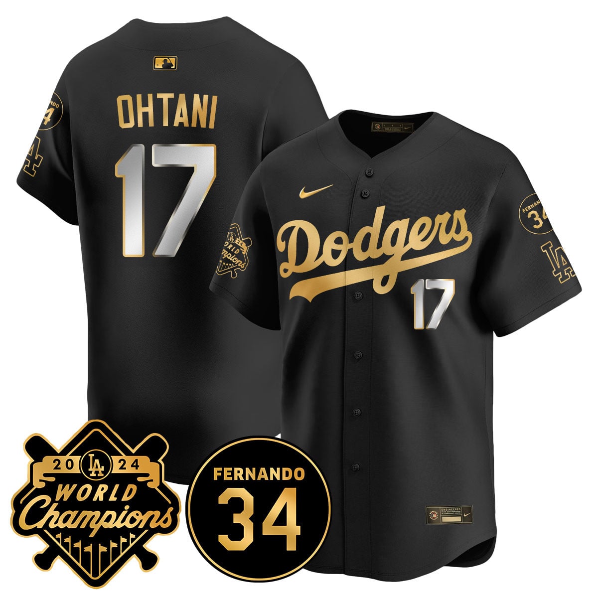 Men's LA Dodgers - World Series Champions 2024/Fernando Valenzuela Memorial Jersey - All Stitched