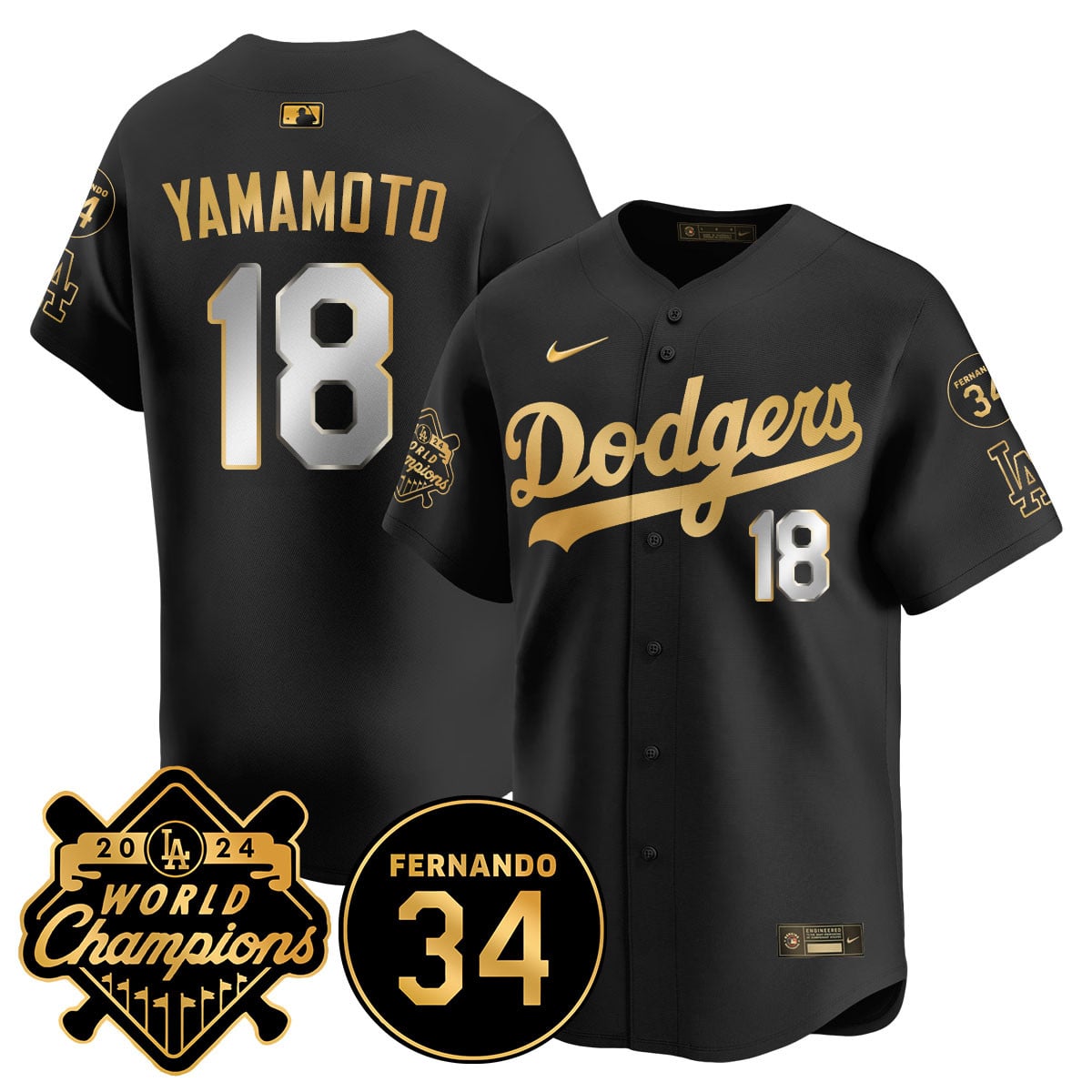 Men's LA Dodgers - World Series Champions 2024/Fernando Valenzuela Memorial Jersey - All Stitched