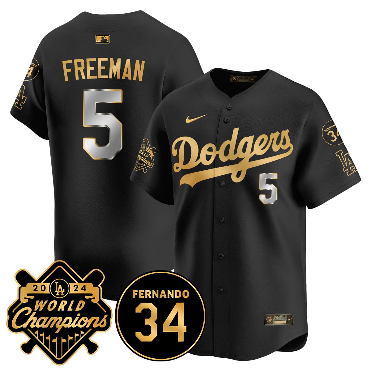 Men's LA Dodgers - World Series Champions 2024/Fernando Valenzuela Memorial Jersey - All Stitched