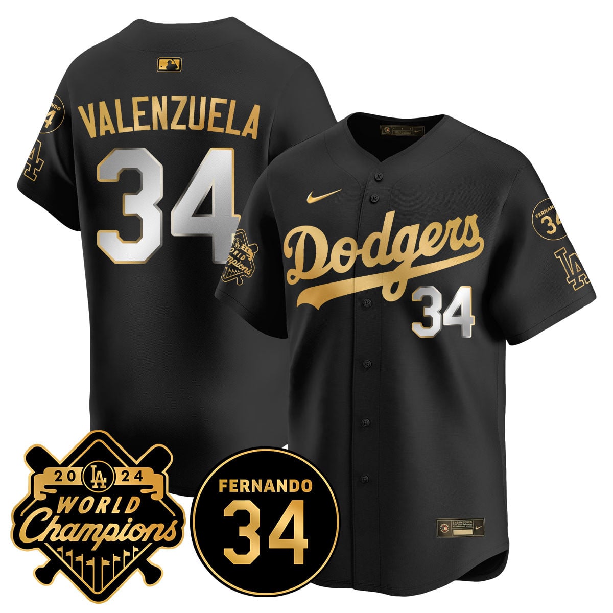 Men's LA Dodgers - World Series Champions 2024/Fernando Valenzuela Memorial Jersey - All Stitched