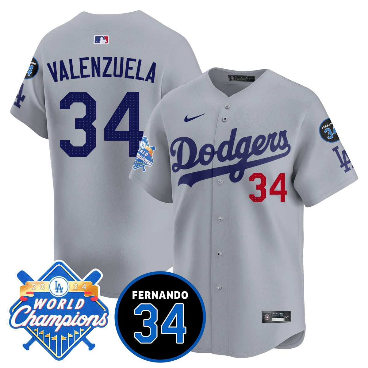 Men's LA Dodgers - World Series Champions 2024/Fernando Valenzuela Memorial Jersey - All Stitched