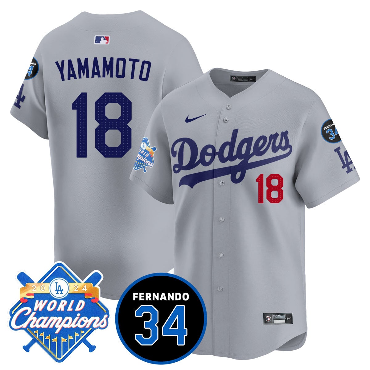 Men's LA Dodgers - World Series Champions 2024/Fernando Valenzuela Memorial Jersey - All Stitched
