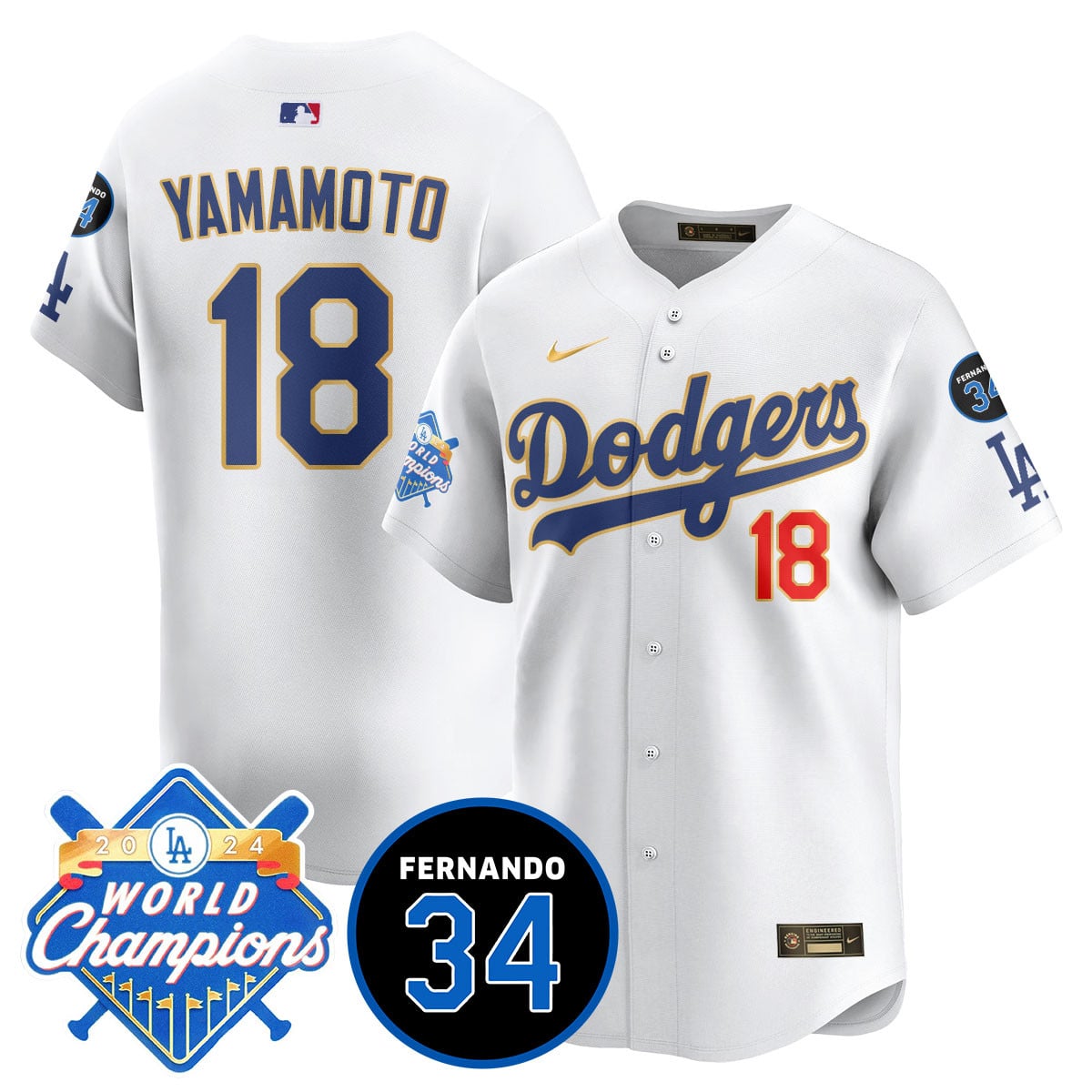 Men's LA Dodgers - World Series Champions 2024/Fernando Valenzuela Memorial Jersey - All Stitched