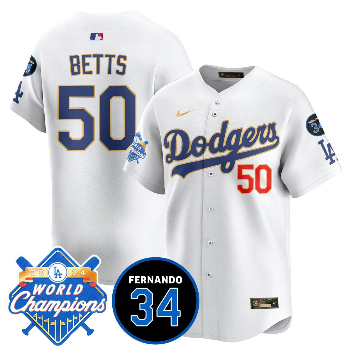 Men's LA Dodgers - World Series Champions 2024/Fernando Valenzuela Memorial Jersey - All Stitched