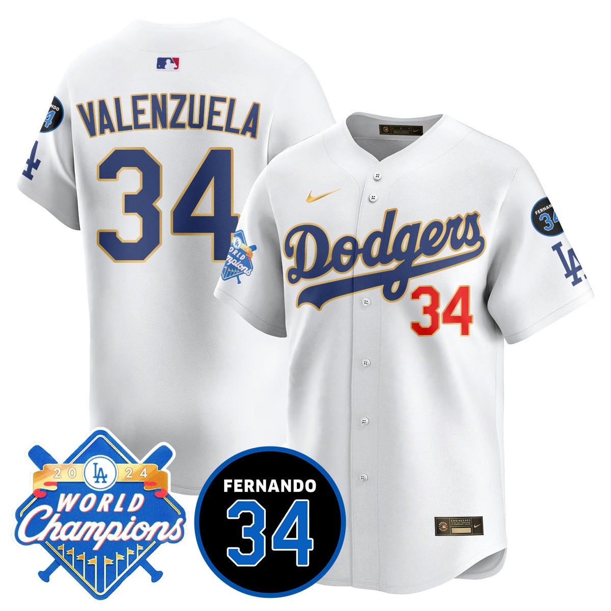 Men's LA Dodgers - World Series Champions 2024/Fernando Valenzuela Memorial Jersey - All Stitched