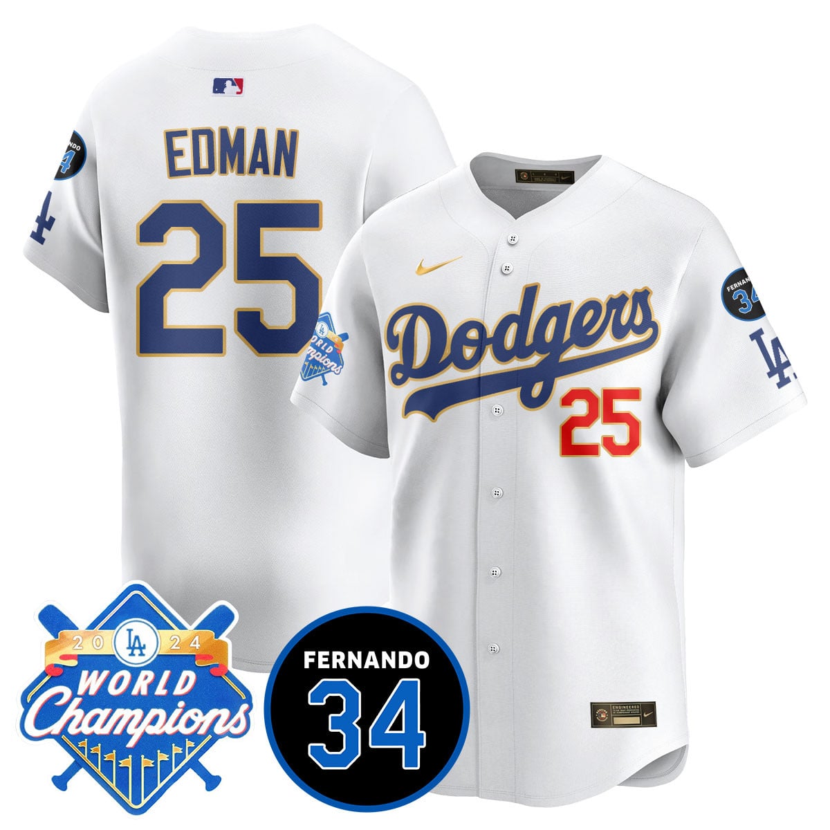 Men's LA Dodgers - World Series Champions 2024/Fernando Valenzuela Memorial Jersey - All Stitched