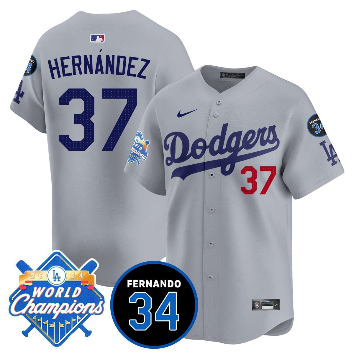 Men's LA Dodgers - World Series Champions 2024/Fernando Valenzuela Memorial Jersey - All Stitched