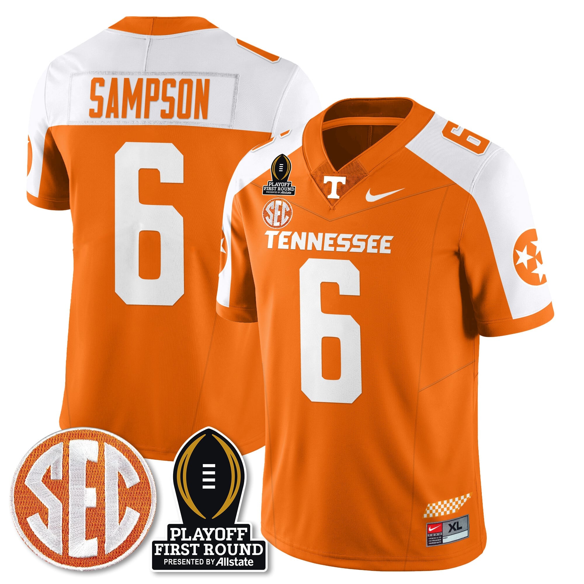 Men's Tennessee Volunteers Football Jersey - Playoff First Round Patch - All Stitched