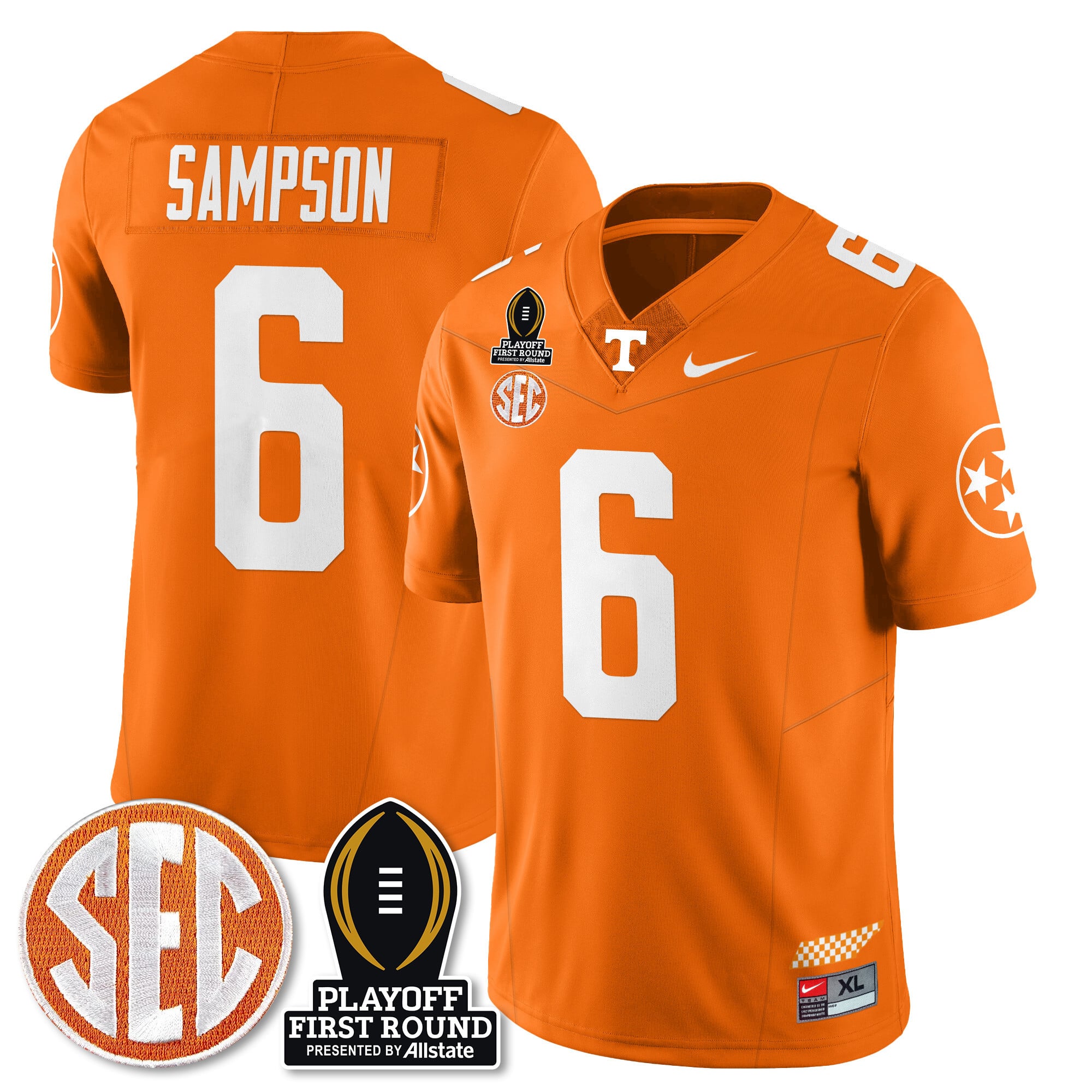 Men's Tennessee Volunteers Football Jersey - Playoff First Round Patch - All Stitched